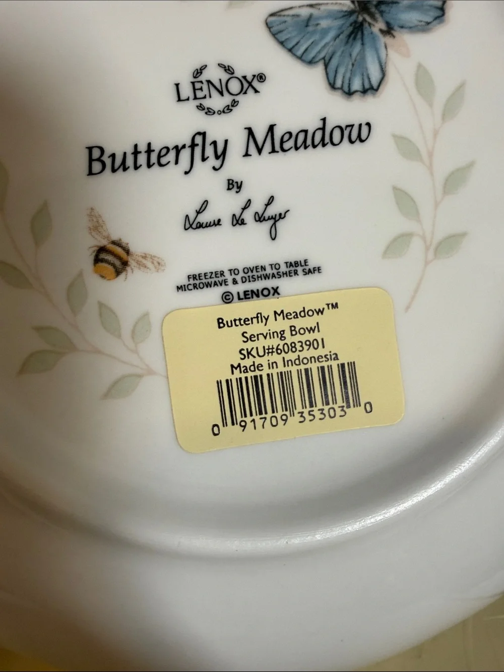 Lenox Butterfly Meadow White Porcelain Serving Bowl